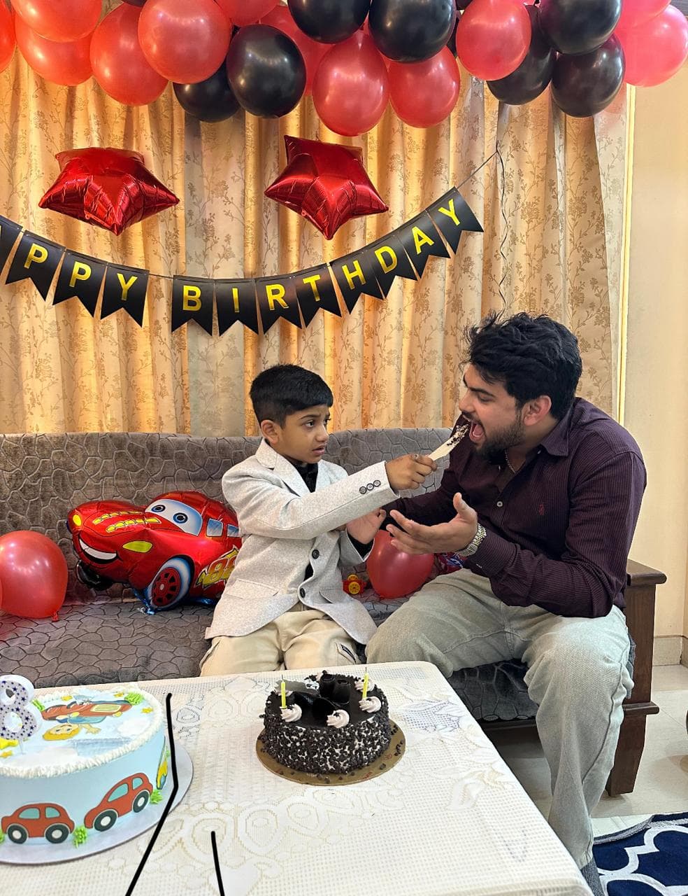 Child celebrating a birthday with their therapist