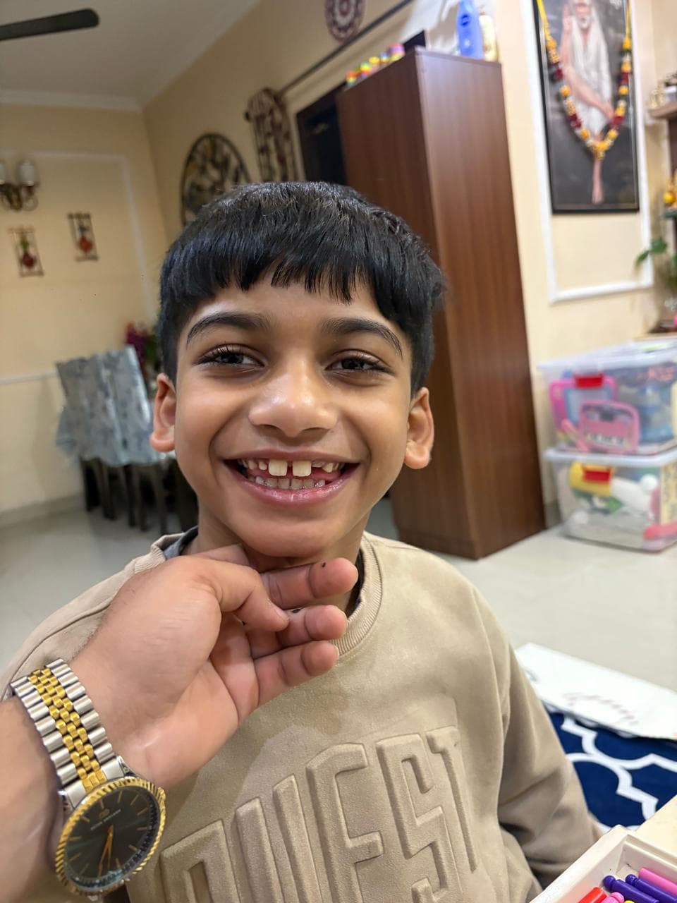 Smiling, confident child during a therapy session